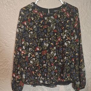Medewell.Floral Black Blouse